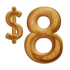 Wooden 8 dollar for price and offer concept