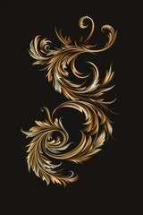 Fototapeta premium A stylized gold and silver letter 'S' design on a black background