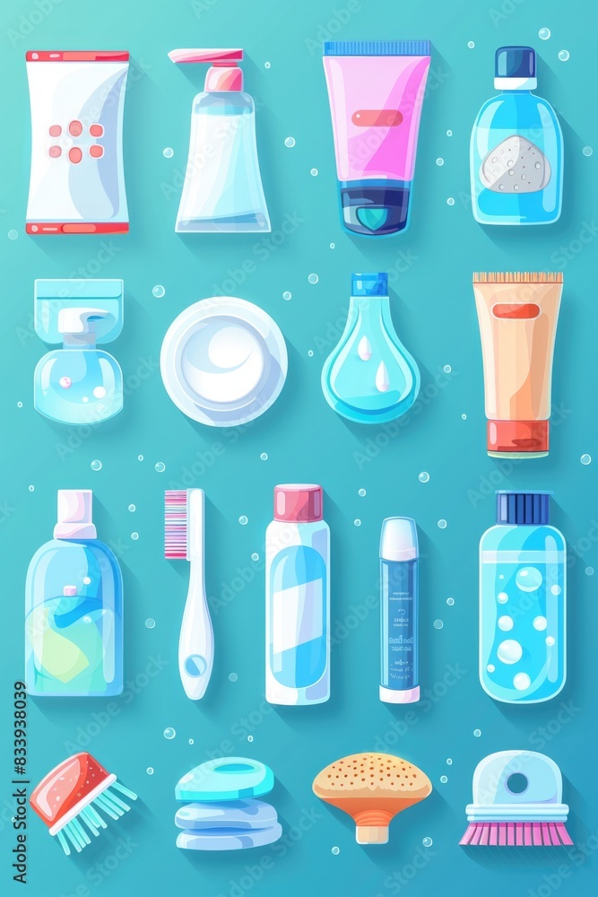 Poster a selection of various personal care items on a shelf