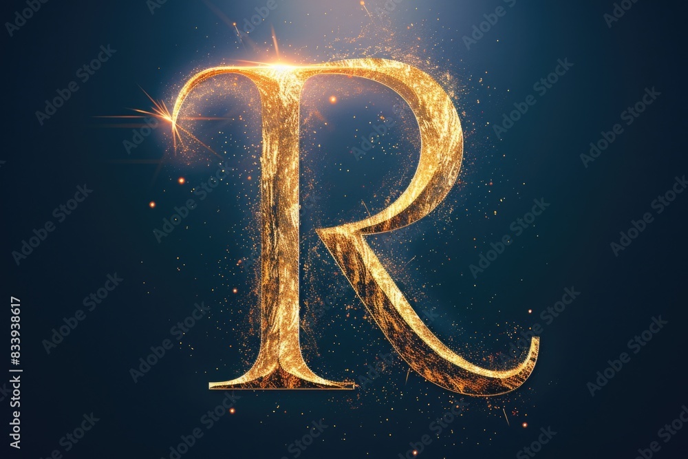 Aufkleber A close-up view of a single letter 'R' made up of tiny gold sparkles