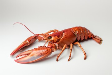A single large lobster sitting on a white surface
