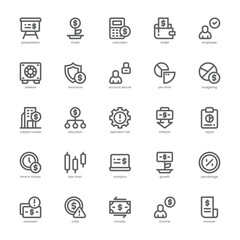 Banking and Finance icon pack for your website, mobile, presentation, and logo design. Banking and Finance icon outline design. Vector graphics illustration and editable stroke.