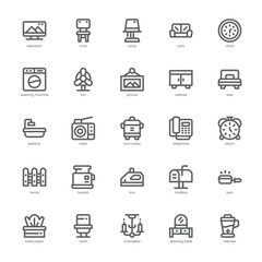 Home Furniture icon pack for your website, mobile, presentation, and logo design. Home Furniture icon outline design. Vector graphics illustration and editable stroke.