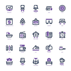 Home Furniture icon pack for your website, mobile, presentation, and logo design. Home Furniture icon dual tone design. Vector graphics illustration and editable stroke.