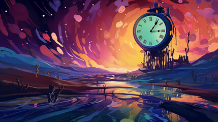 Abstract Image Pattern Background, floating, Melting Clocks and Distorted Landscapes, Texture, Wallpaper, Background, Cell Phone Cover and Screen, Smartphone, Computer, Laptop, 16:9 Format - PNG