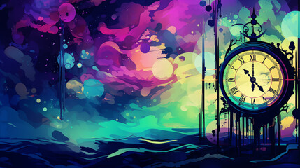 Abstract Image Pattern Background, floating, Melting Clocks and Distorted Landscapes, Texture, Wallpaper, Background, Cell Phone Cover and Screen, Smartphone, Computer, Laptop, 16:9 Format - PNG