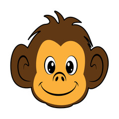Cute Monkey Sitting Cartoon Vector Icon Illustration.Children's monkey drawing.monkey face