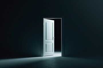 Open door emitting light possibilities growth achievements concept motivation learning skills knowledge heaven doors exit abstract simple background new ways entering leaving space imagination