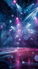 Brightly lit stage party background

