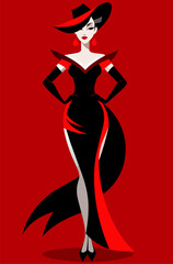 Art and fashion intertwine in this vector portrait of an elegant woman.
