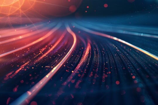 Brightly colored lights shine brightly on a dark background - Powered by Adobe