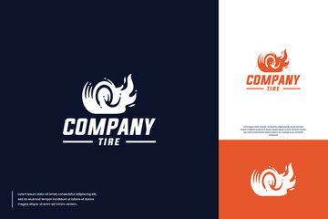 tire wheel with flames, automotive repair shop, service, logo design template.
