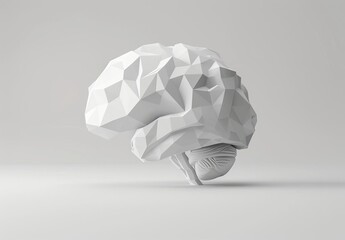 Faceted model of a brain on a gradient background, blending artistic design with scientific representation of intelligence and creativity.

