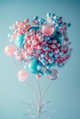 Balloon Bouquet with Pink and Blue Pastel Spheres