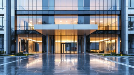 Modern office builidng. Contemporary corporate architecture. Front of commercial luxury building