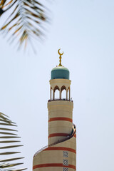 Obraz premium Fanar, Qatar Islamic Cultural Centre, Spiral Mosque in Doha, built as a replica of the Great Mosque of Al-Mutawwakil in Samarra, Iraq