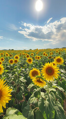 sunflower field with sky