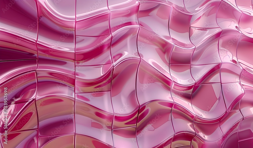 Poster 3d render of abstract background with pink wavy tiles in the style of unknown artist