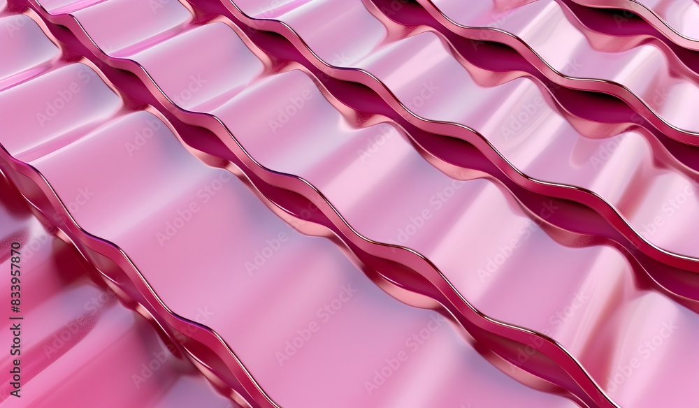 Poster 3d render of abstract background with pink curved tiles, seamless pattern, in the style of an abstra