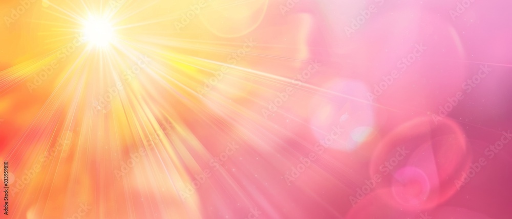 Poster abstract pink and yellow gradient background with blurred sun rays, smooth texture for wallpaper or 