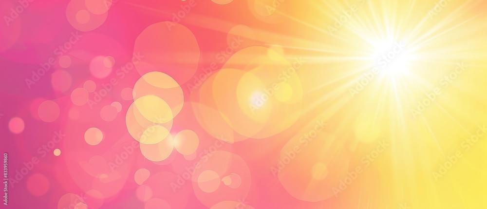 Poster a pink and yellow gradient background with a blurred sun in the center, creating an atmosphere of wa