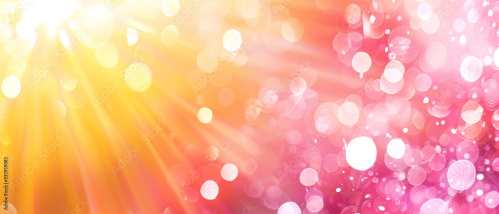 Poster a pink and yellow gradient background with a blurred sun in the center, creating an atmosphere of wa