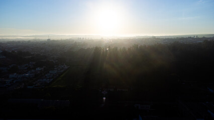 Sunset in Brazil. Magnificent sunset in winter in Brazil, selective focus.