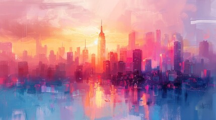 3D illustration of impressionist cityscapes, featuring vibrant colors, fluid brushstrokes, and soft edges reminiscent of the Impressionist art movement, capturing the charm and atmosphere of urban