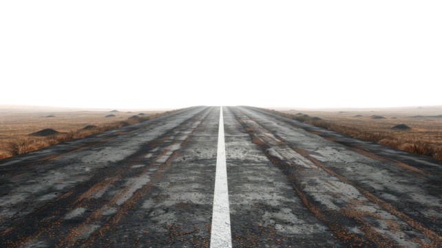 Scenic Road Pathway Through Nature and Adventure cut out transparent isolated on white background PNG file