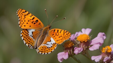 Obraz premium Perched on a flower is the butterfly Amannisa Melitaea athalia.