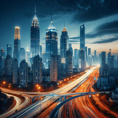 Fototapeta premium Smart city and abstract dot point connect with gradient line and aesthetic Intricate wave line design , big data connection technology concept .