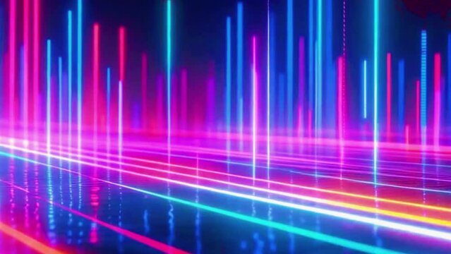 A basic spectrogram with vertical bands that light up to different frequencies, moving from left to right, 4K High-Quality Sound wave Music equalizer background Animation Video