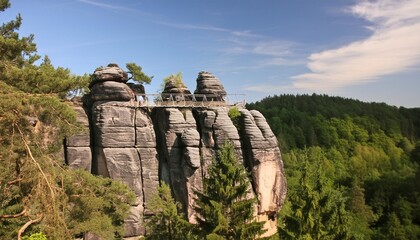 kletterfelsen wehlnadel hinten basteibrucke und lilienstein nationalpark sachsische schweiz...