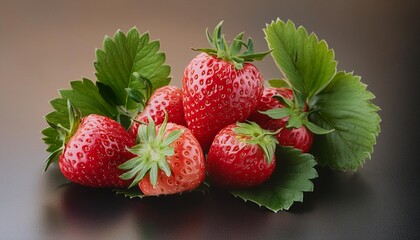 fresh berry strawberry with green leaf fruity still life healthy food isolated png