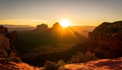 sun setting over red rock canyons in sedona arizona - Powered by Adobe