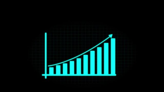Abstract business graph icon animation background. Business Financial Growing Business Income And Earnings.