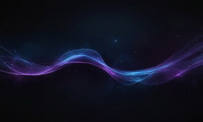 Abstract Blue And Purple Light Waves On Black Background