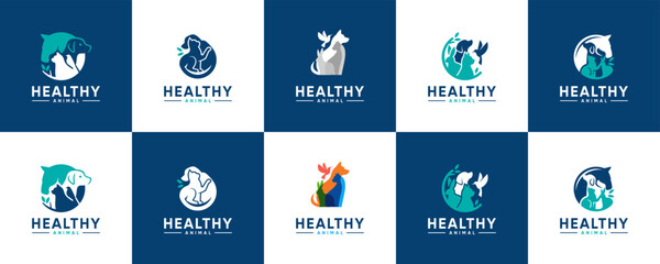 collection of pet healthcare logo, animal hospital, doctor, logo design inspiration.