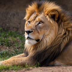 Fototapeta premium Closeup of African lion relaxing 
