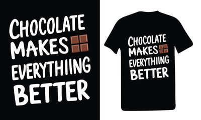 World chocolate day typography vector concept of delicious chocolate black and white t-shirt design