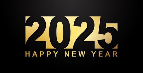 Golden number 2025 for happy new year. With luxury shiny line art numbers. Premium vector illustration for banner, poster, calendar and greeting happy new year 2025.