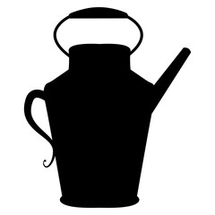 Black silhouette of watering can in vintage style