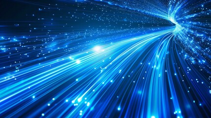 Blue light streak, fiber optic, speed line, futuristic background for 5g or 6g technology wireless data transmission, high-speed internet in abstract. internet network concept. vector design.