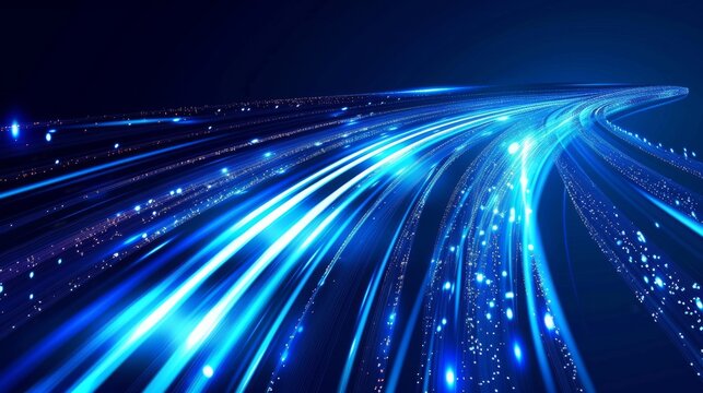 Blue light streak, fiber optic, speed line, futuristic background for 5g or 6g technology wireless data transmission, high-speed internet in abstract. internet network concept. vector design.