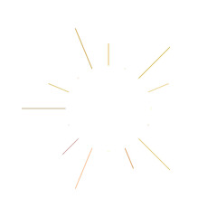 An abstract transparent retro golden art deco sunburst shape design element.