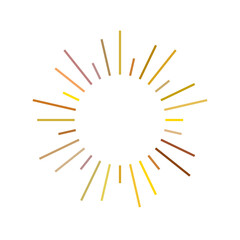 An abstract transparent retro golden art deco sunburst shape design element.