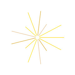 An abstract transparent retro golden art deco sunburst shape design element.