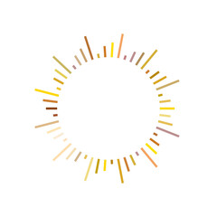 An abstract transparent retro golden art deco sunburst shape design element.