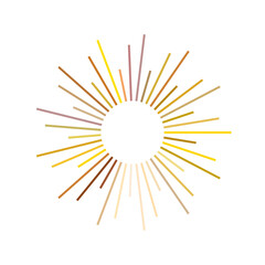 Obraz premium An abstract transparent retro golden art deco sunburst shape design element.