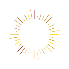 An abstract transparent retro golden art deco sunburst shape design element.